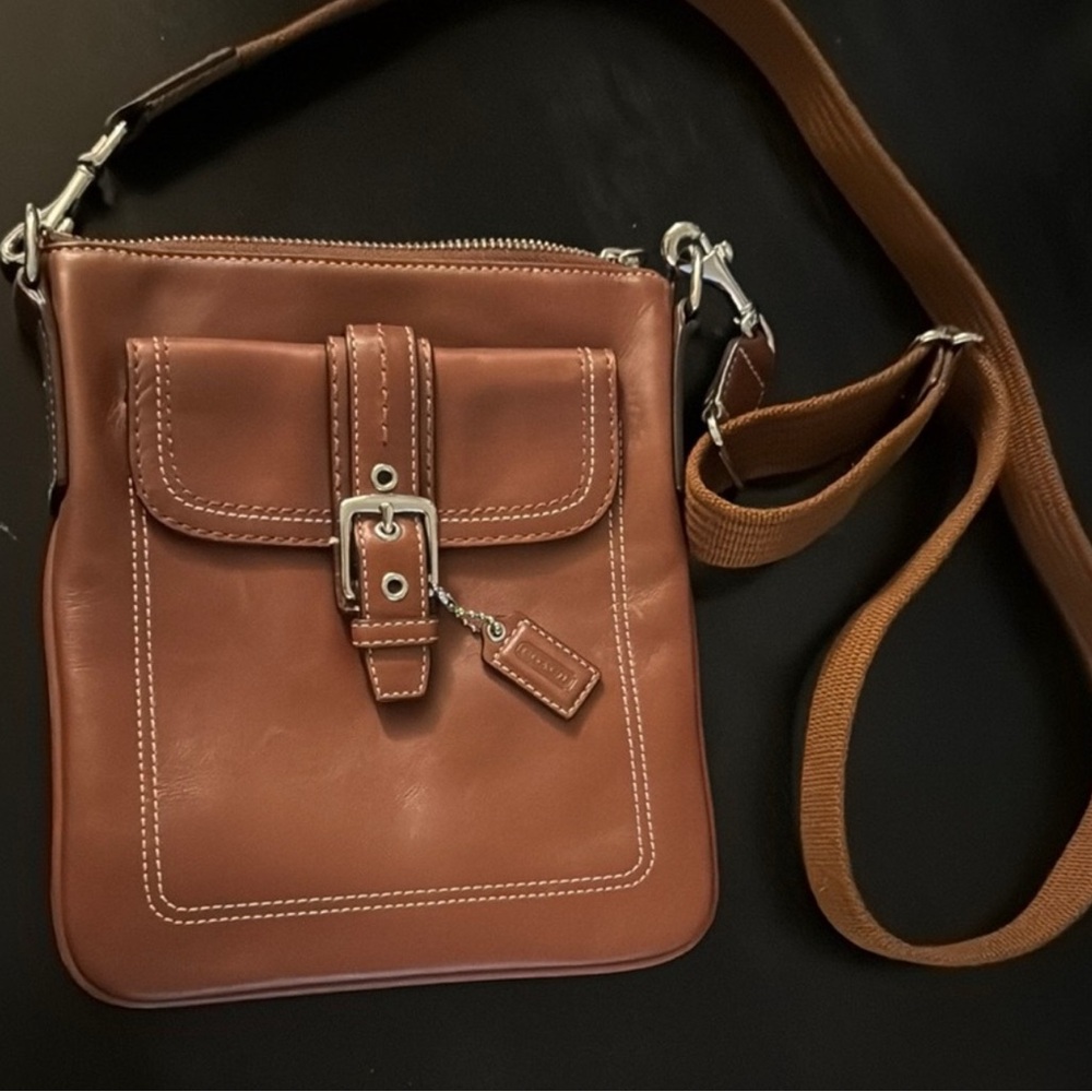 Coach Tan Leather Messenger Bag
